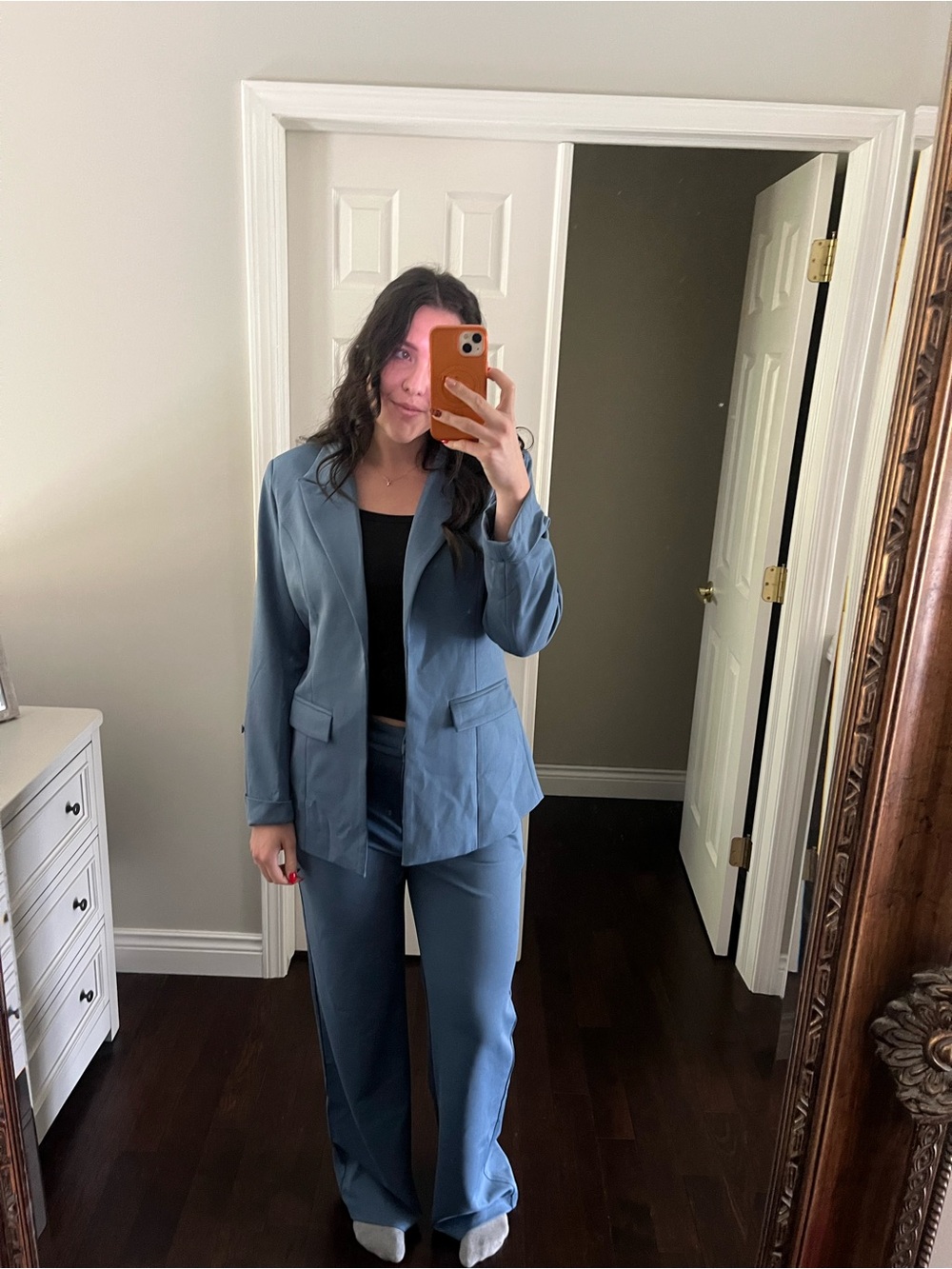 Fashion Nova Dusty Blue Women's Blazer & Pants Suit